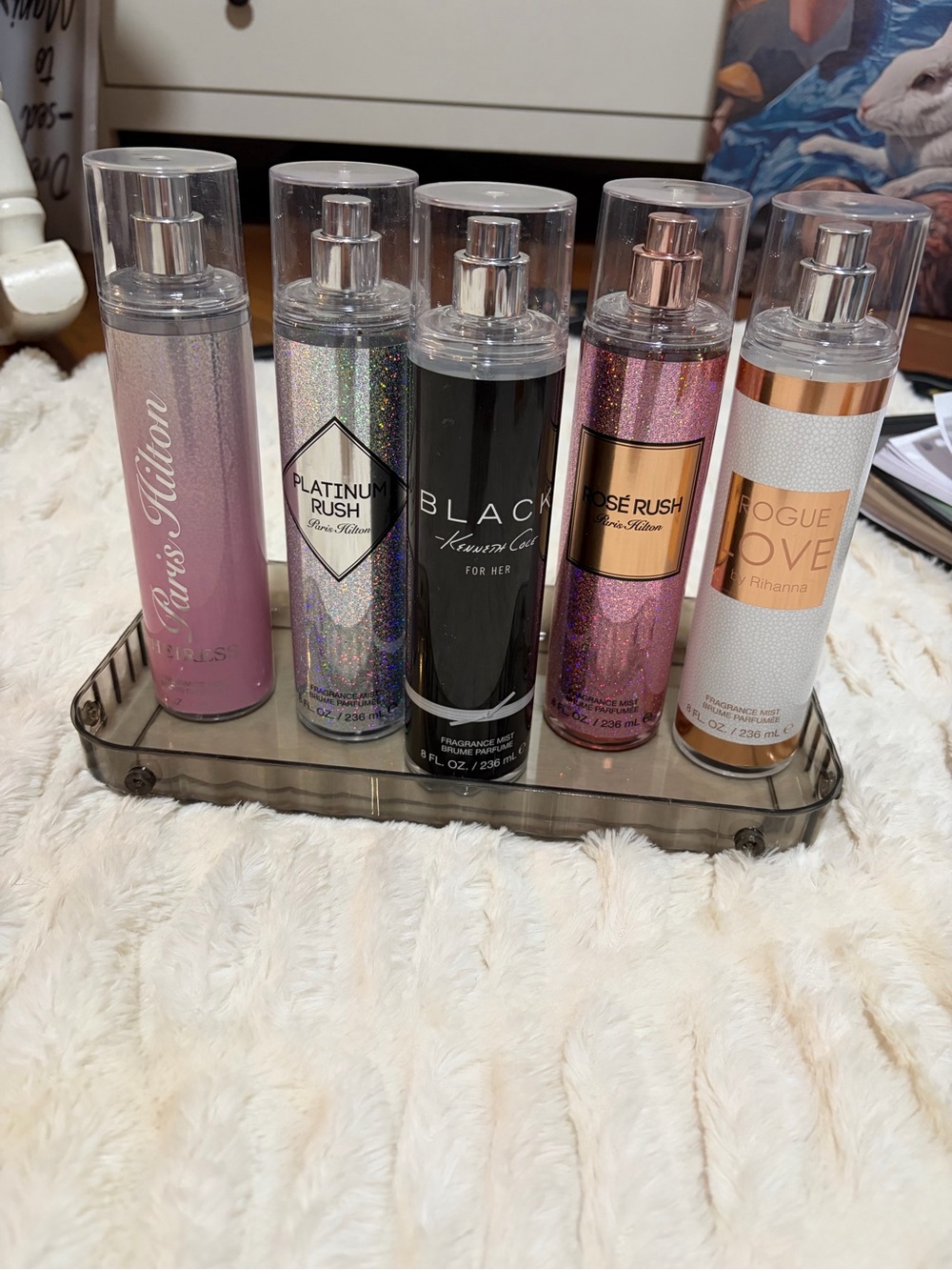 Assorted Women's Fragrance Mists - Pink, Holographic, Black, Rose, White